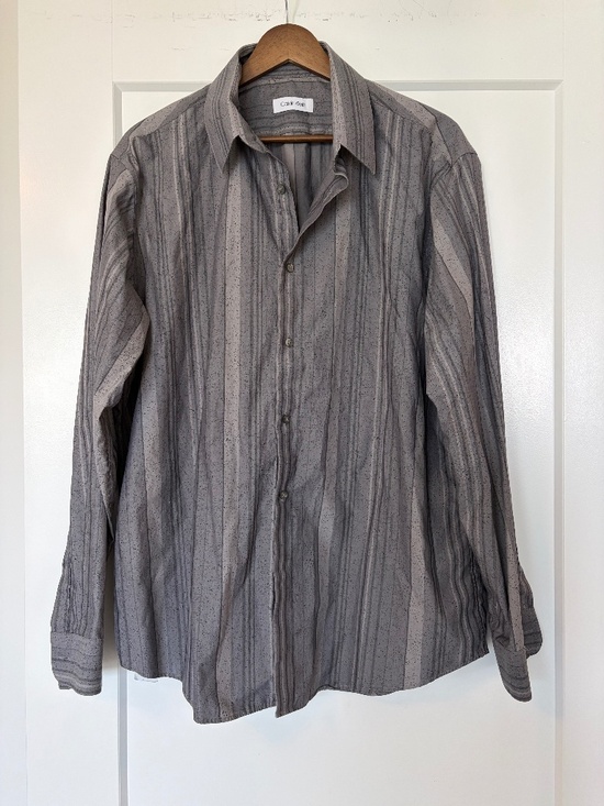 Calvin Klein Other - Calvin Klein Dress Shirt Size 17/34-35 Gray Speckled Stripe — Like New